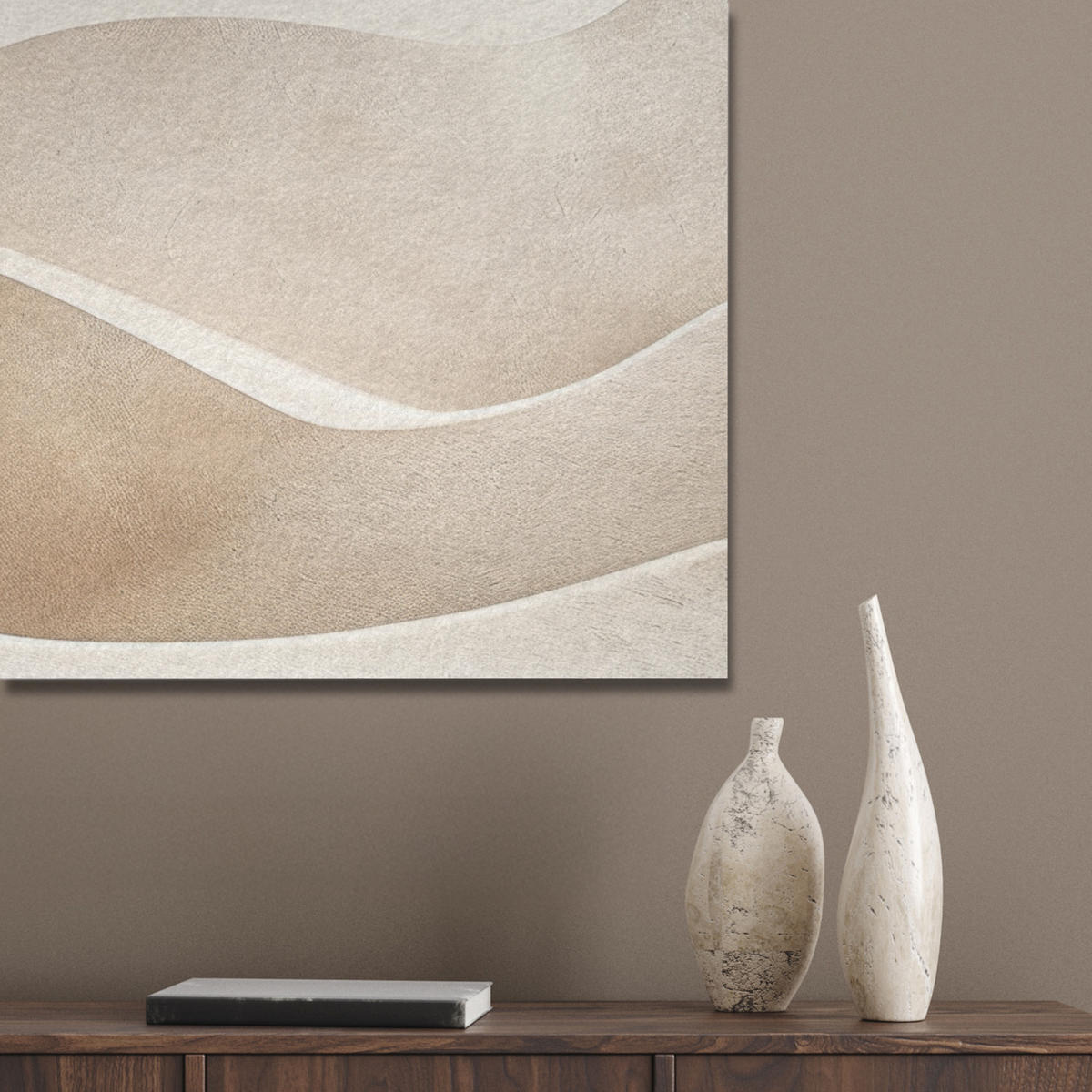 AKUSTIKPANEEL Beige - Natur - Abstrakt - Modern 100x70 cm - Beige, Textil (100/0.9/70cm) - MuchoWow