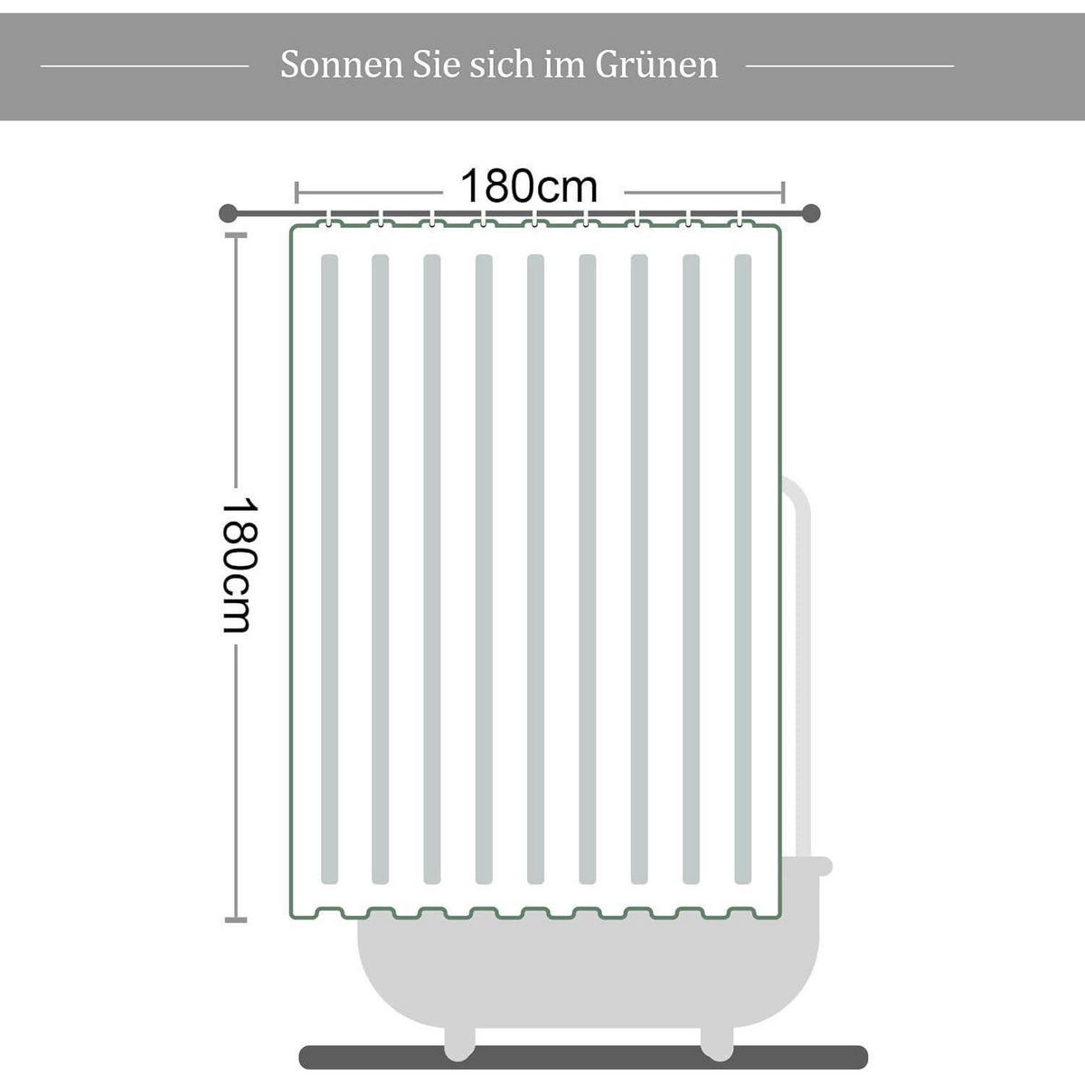 DUSCHVORHANG Grüne Blätter 180 x 180 cm - Grün, Textil (180/180cm)