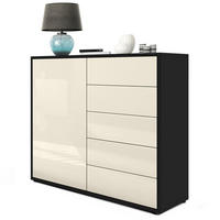 KOMMODE Ben Front in Creme Hochglanz - Creme, Holzwerkstoff (79/74/36cm) - Vladon