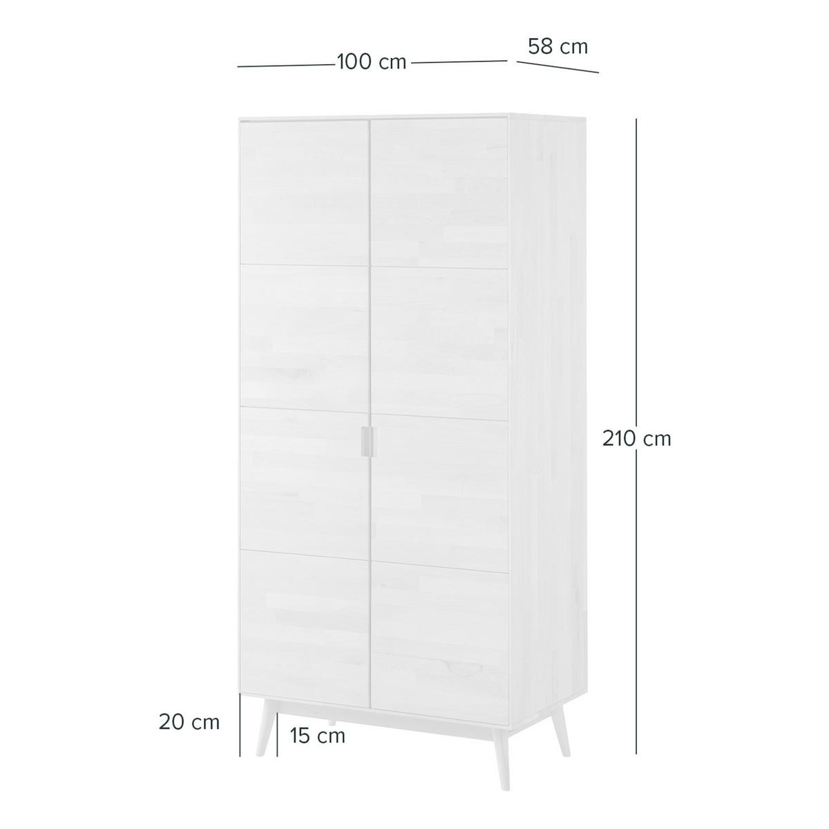 DREHTÜRENSCHRANK - Buche massiv - Buchefarben, Holz/Buchenholz (100/210/58cm) - home24