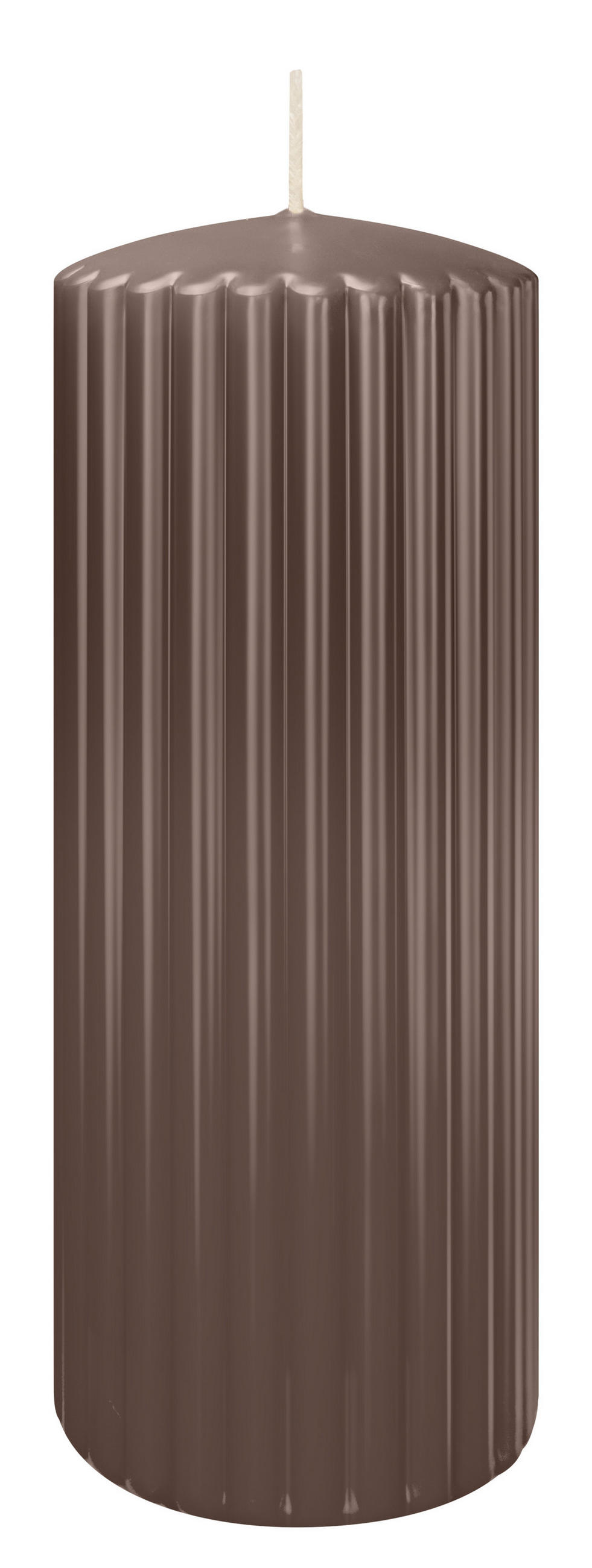 RILLEN KERZEN Taupe 200 x Ø 80 mm, 4 Stück - Taupe, Paraffin (8/20/20cm) - Wiedemann Kerzen