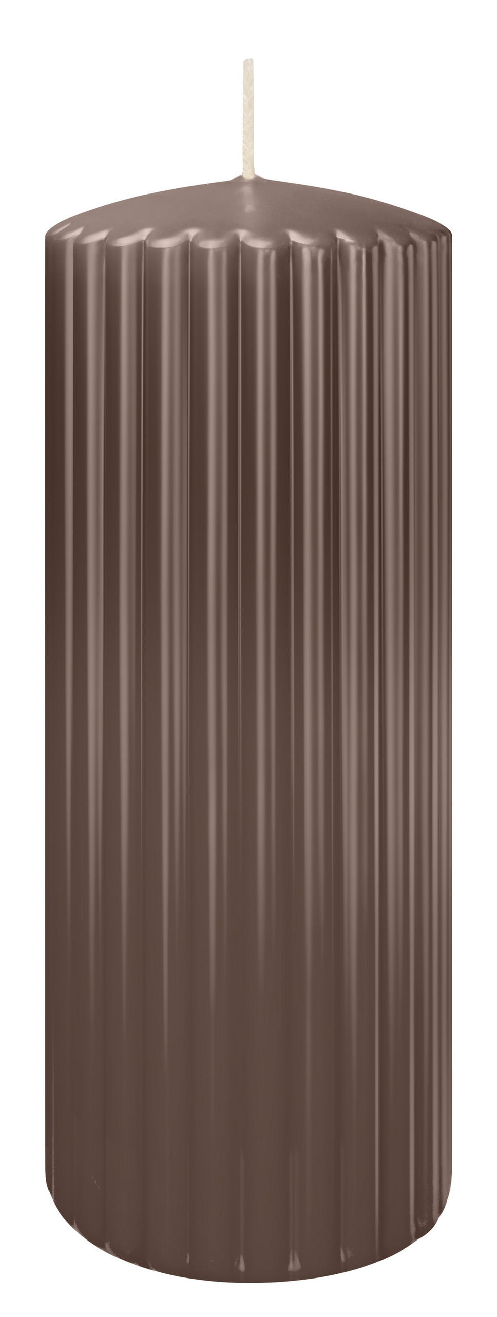 RILLEN KERZEN Taupe 200 x Ø 80 mm, 4 Stück - Taupe, Paraffin (8/20/20cm) - Wiedemann Kerzen