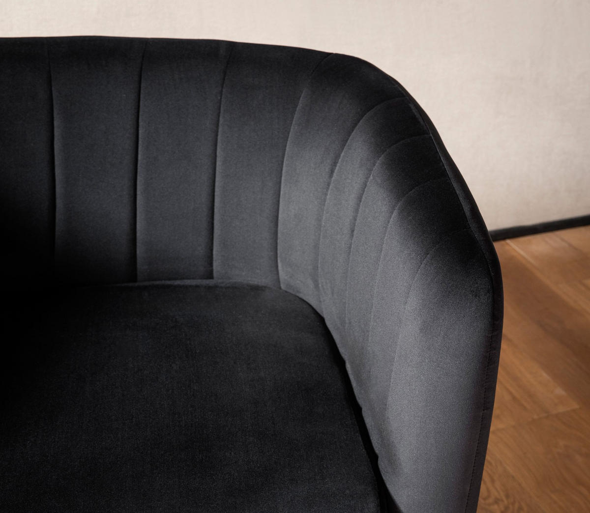 LOUNGESESSEL Samt Schwarz mit Metallgestell und Armlehnen - Goldfarben/Schwarz, Textil/Metall (60/72/85cm) - KADIMA DESIGN