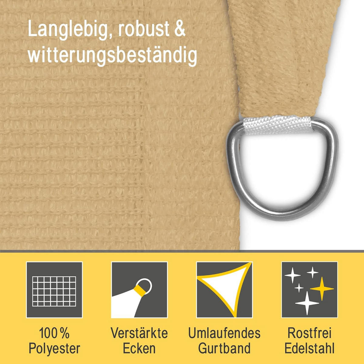 SONNENSEGEL SolVision HS9 300x300x300cm dreieckig Sand HDPE - Sandfarben, Kunststoff (300/300cm) - Sol Royal