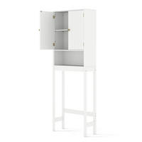 TOILETTENSCHRANK mit Türen weiß - Weiß, Holzwerkstoff (60/168/23cm) - COSTWAY