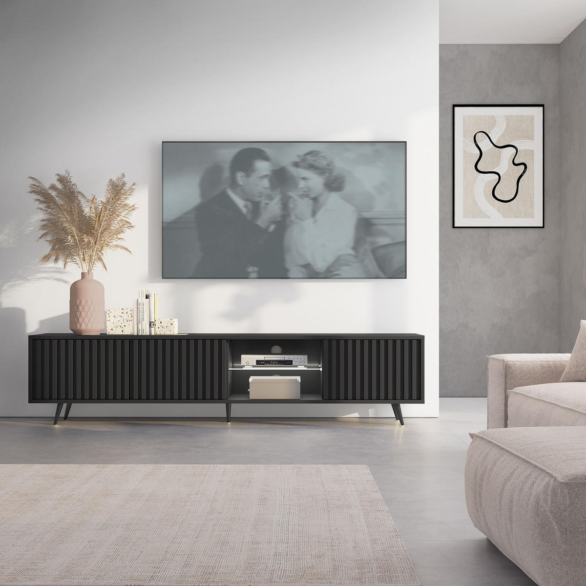 TV-SCHRANK Bello Schwarz 175 cm - Schwarz, Holzwerkstoff (175/43.5/31.3cm) - Selsey
