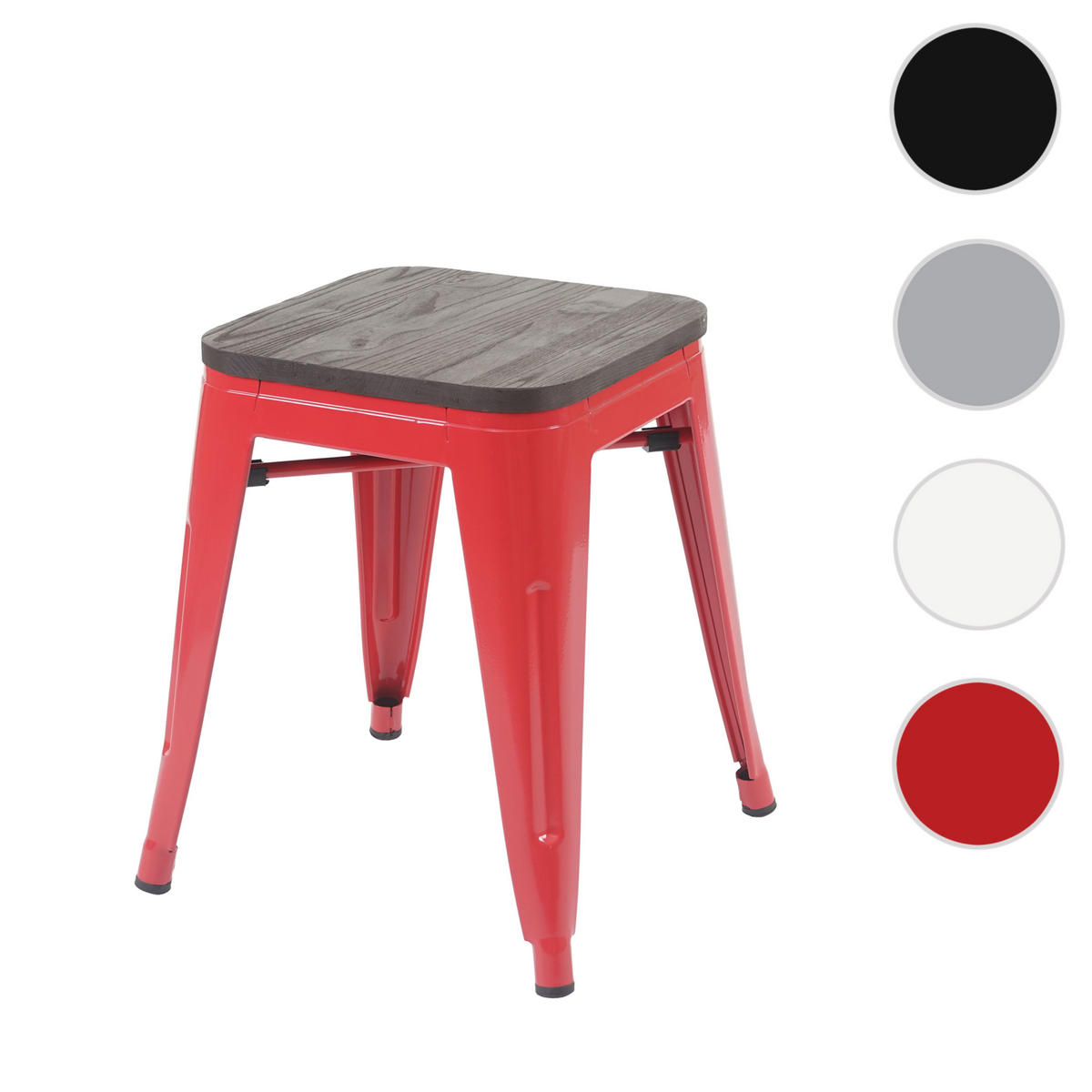 HOCKER INKL. HOLZ-SITZFLäCHE Rot - Rot, Holz (39/45/39cm) - MCW