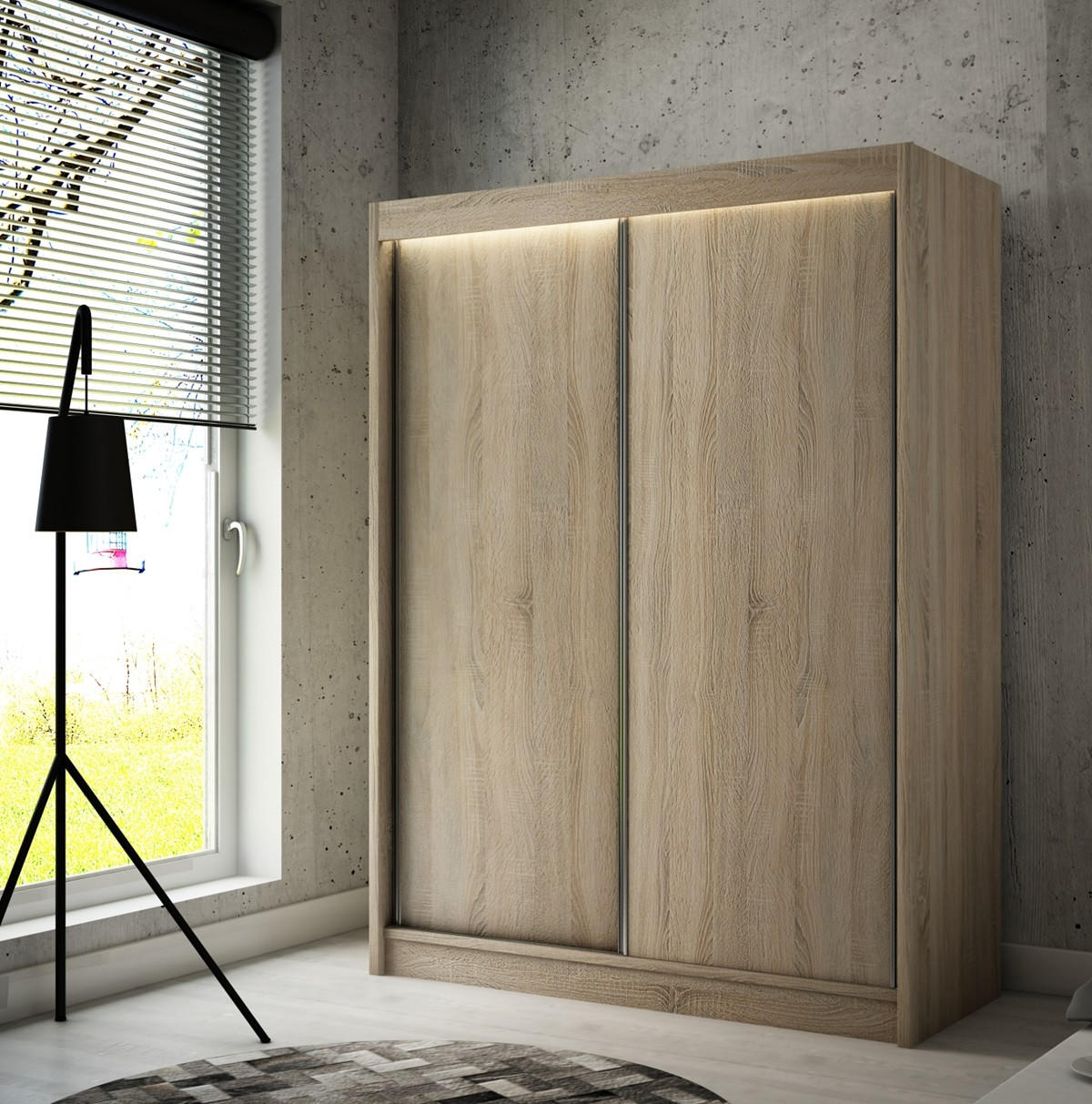 SCHRANK Sonoma Eiche BERGO Schiebetür 120 cm - Multicolor, Holzwerkstoff (120/215/61cm) - Sepro Meble