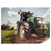 FOTOTAPETA Jazdiaci Traktor Stromy Vegetácia Poľnohospodárstvo 300 x 210 cm - čierna/biela, papier (300/210cm) - Muralo