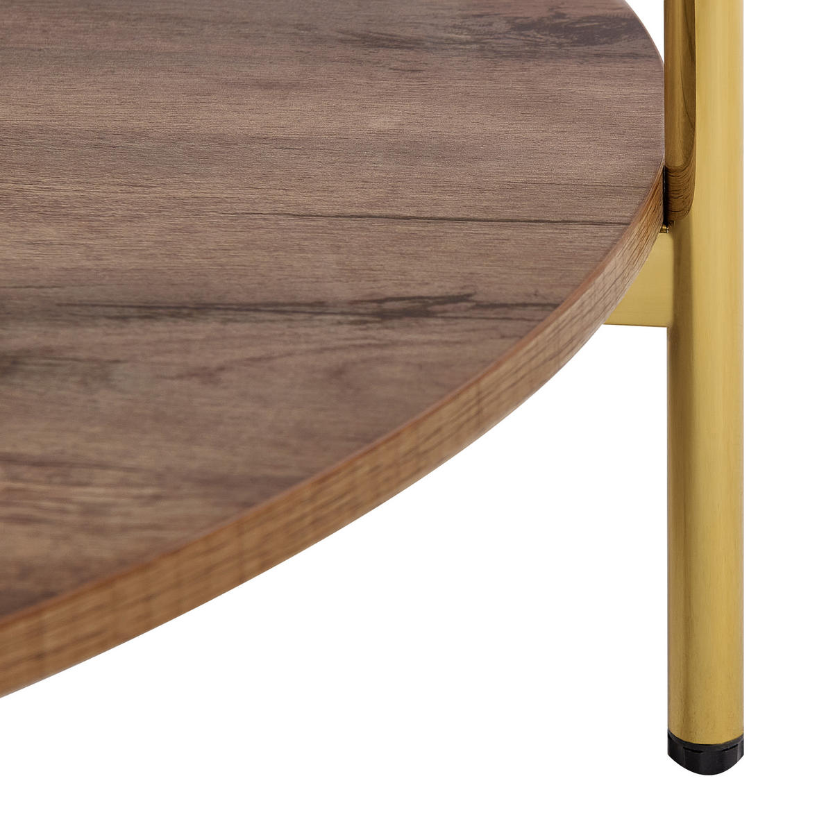BEISTELLTISCH Gold/Dunkler Holzfarbton Lovell - Dunkelbraun/Goldfarben, Metall (50/50/55cm) - Beliani