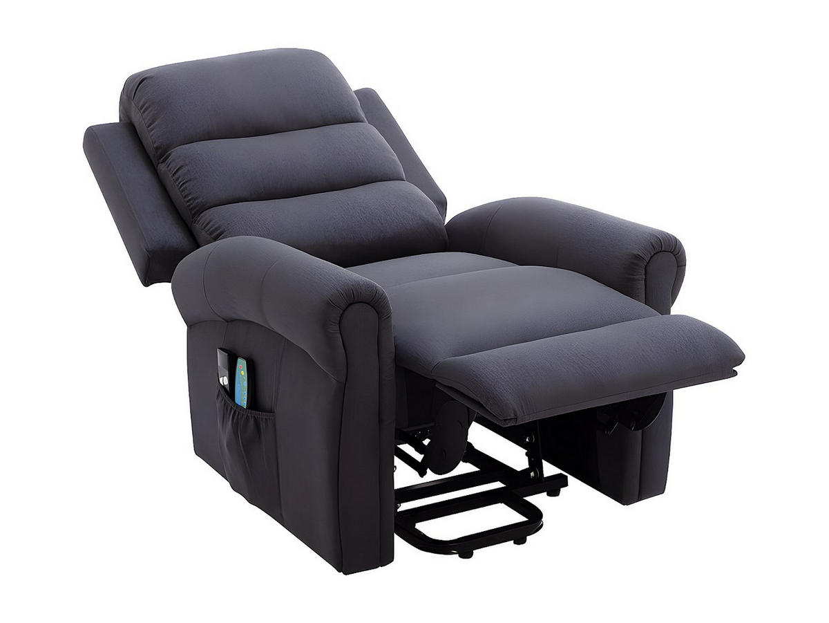 MASSAGESESSEL mit elektrischer Aufstehhilfe - Stoff - Anthrazit - LOVARI - Anthrazit, Textil (84/107/91cm) - Vente-Unique