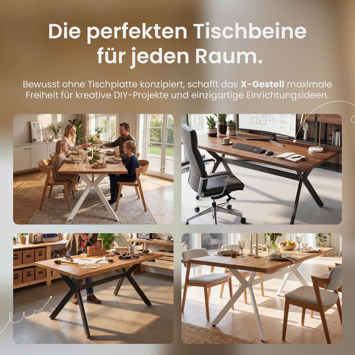 TISCHBEIN eckig 135/71/72 cm Metall Weiß - Weiß, Metall (135/72/71cm) - CLP