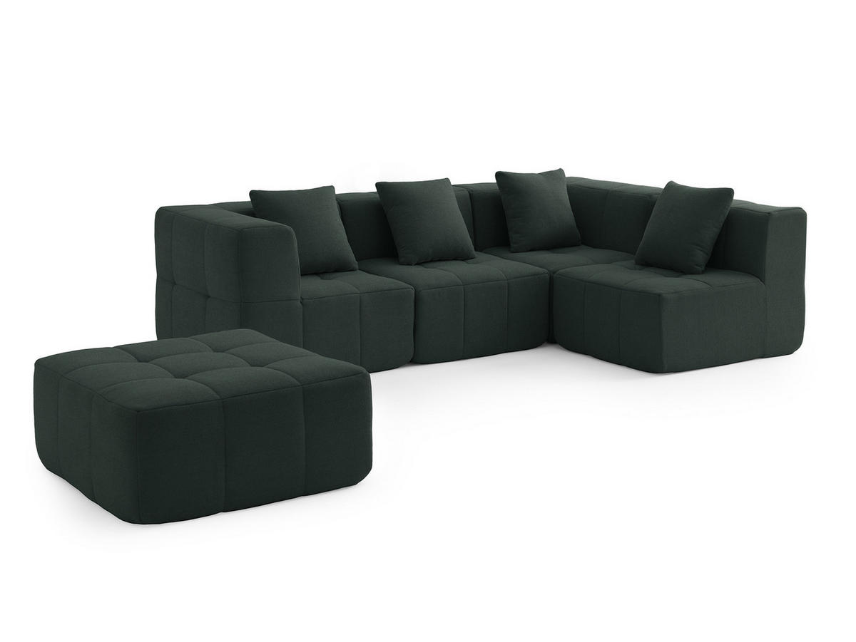 ECKSOFA Bouclé-Stoff Waldgrün - Waldgrün, Textil (260/190cm) - MILYsofa