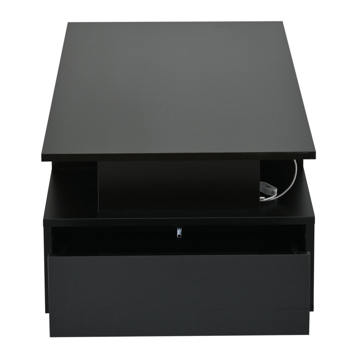 COUCHTISCH aus Spanplatte 100x50x36 cm in Schwarz mit LED-Beleuchtung - Schwarz, Holzwerkstoff (100/50/36cm) - Modfu