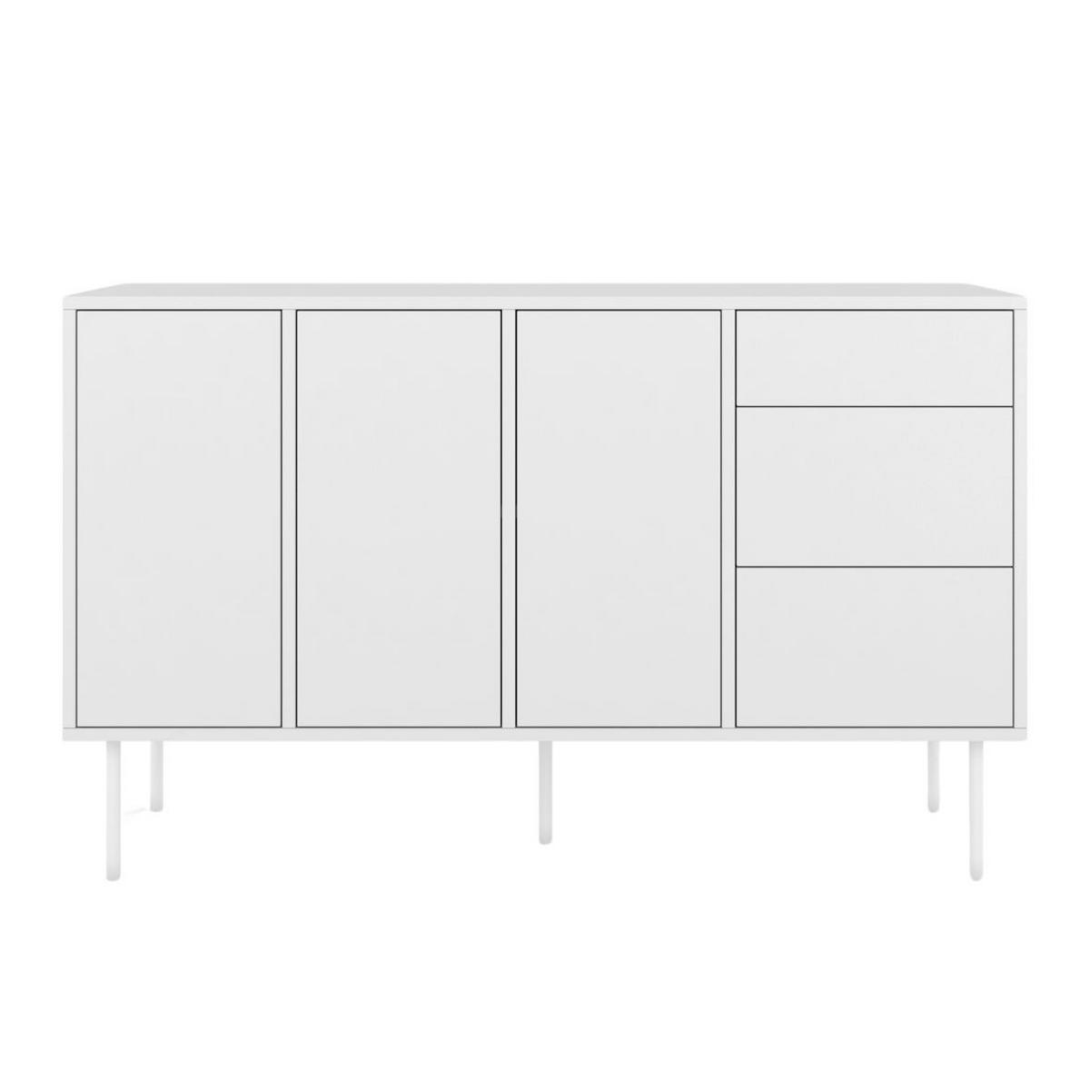 SIDEBOARD Mirka, Weiß, Push to Open System, Minimalistisch - Weiß, Holzwerkstoff/Metall (130/80/40cm) - Dancan