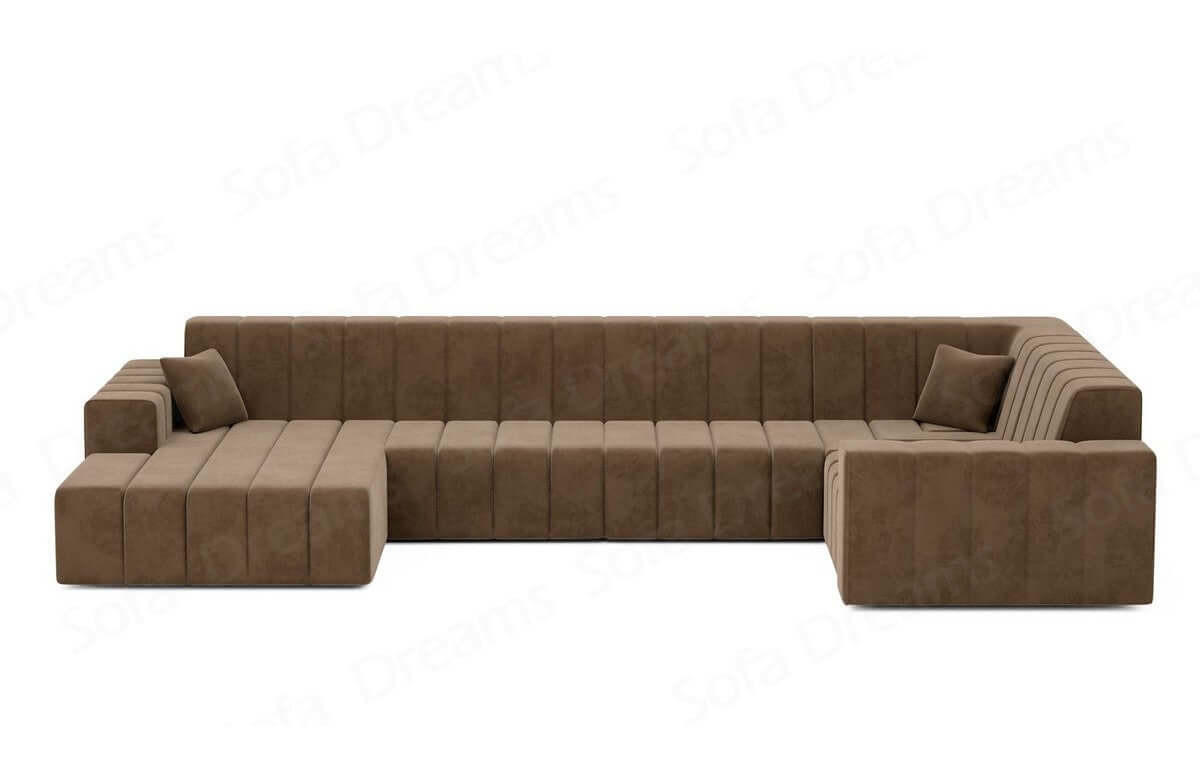WOHNLANDSCHAFT Astra Braun Samtstoff - Braun, Kunststoff (326/73/186cm)