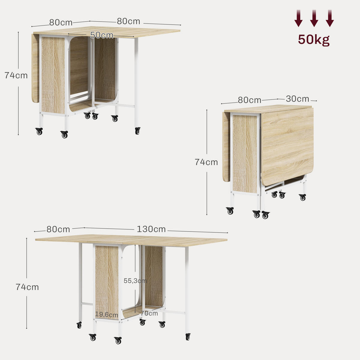 ESSTISCH Naturholz 1 Stück - Beige, Kunststoff (130/80/74cm) - GiPP