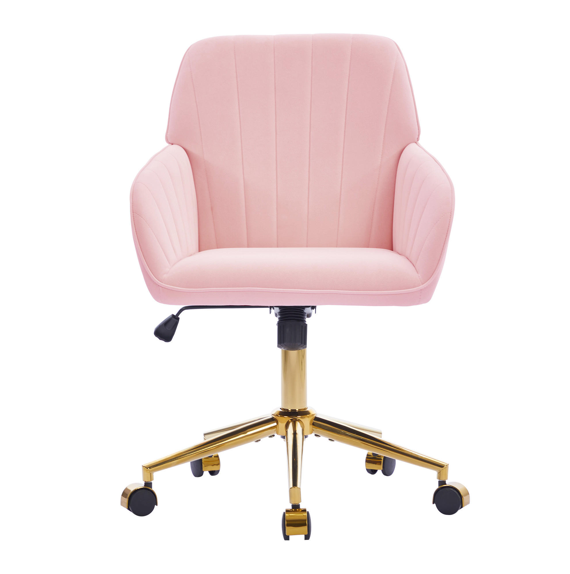 BÜRODREHSTUHL höhenverstellbar Sitzhöhe 50 - 59 cm Samt Pink - Pink, Metall (60/97/62cm) - Meubliv