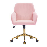 BÜRODREHSTUHL höhenverstellbar Sitzhöhe 50 - 59 cm Samt Pink - Pink, Metall (60/97/62cm) - Meubliv