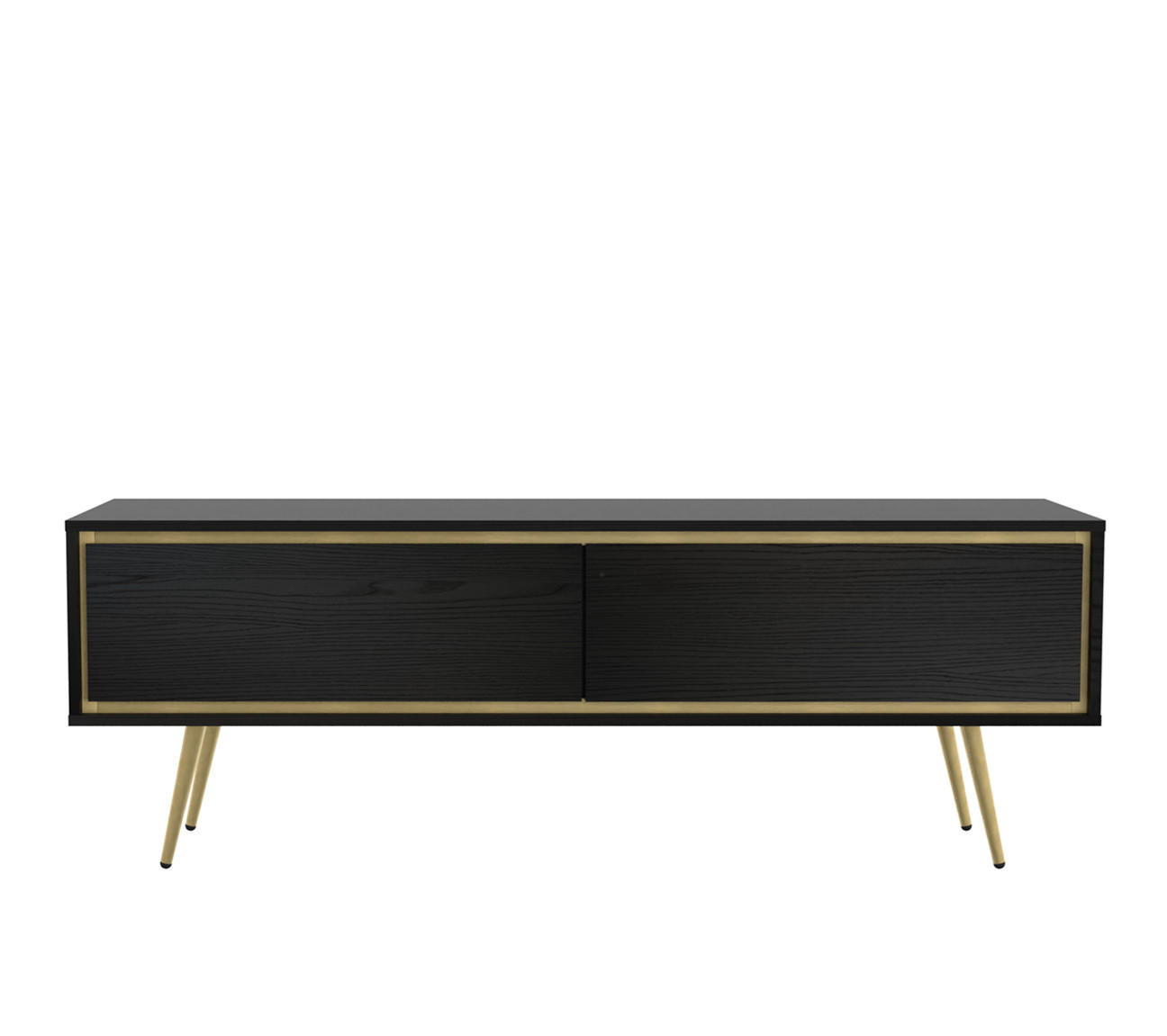 TV-SCHRANK Torina Schwarz, mit goldenen Beinen - Goldfarben/Schwarz, Holzwerkstoff/Metall (150/50/40cm) - Bettso