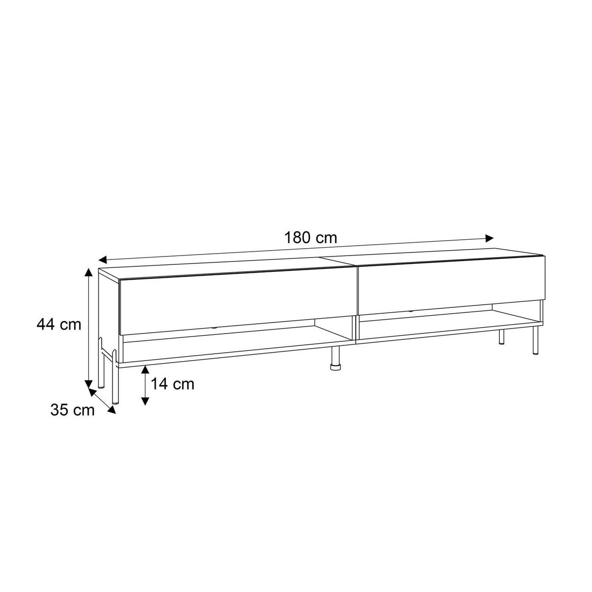 LOWBOARD TV-Schrank CALANTE 180 cm auf geraden goldenen Chrom-Beinen - Kaschmir/Goldfarben, Holzwerkstoff/Metall (180/44/35cm) - Lookway