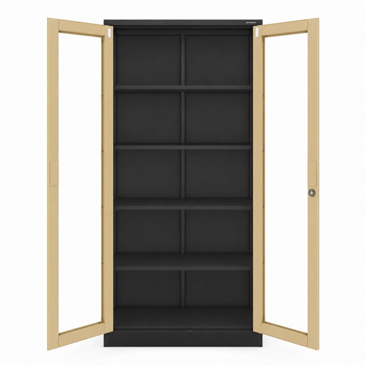 VITRINENSCHRANK Amelia 185x90x40 cm - Anthrazit/Nussbaumfarben, Metall (90/185/40cm) - Jan Nowak