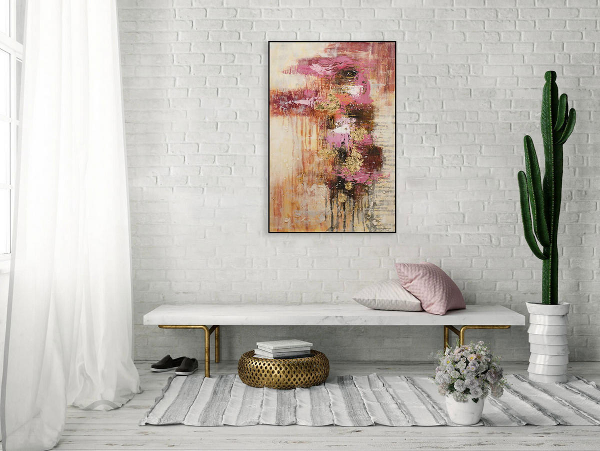 ACRYLBILD HANDGEMALT 80/120 cm - Pink, Holz/Textil (80/120cm) - KUNSTLOFT