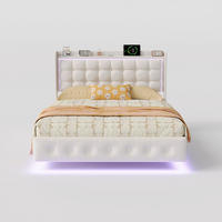POLSTERBETT 140/200 cm Weiß mit LED, USB Type-C, Stauraumkopfteil, Lattenrost und Polsterkopfteil - Weiß, Holz/Metall (140/200cm) - Joyfair