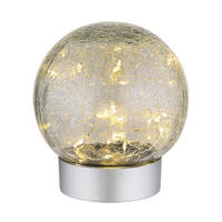 LED TISCHLEUCHTE SOONA Silber Glas Crackle - Silberfarben, Glas (12/12/13.5cm) - Globo Lighting