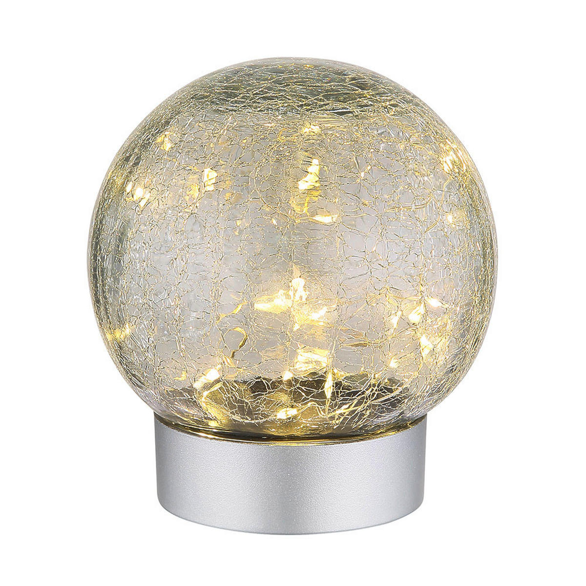 LED TISCHLEUCHTE SOONA Silber Glas Crackle - Silberfarben, Glas (12/12/13.5cm) - Globo Lighting