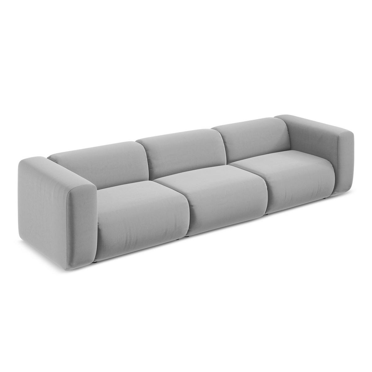 4-SITZER-SOFA Samt Stoff Grau - Schwarz/Grau, Kunststoff/Textil (319/70/89cm) - LaMiaSofa