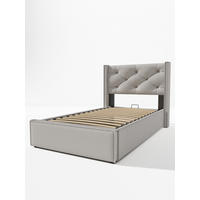 STAURAUMBETT 90/200 cm DE-00019, in Hellgrau, hydraulischem Lattenrost - Hellgrau, Metall (90/200cm) - ComfortXL