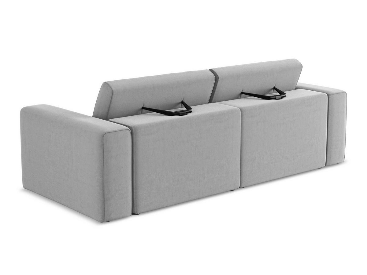3-SITZER SOFA Samt Stoff Grau - Creme/Schwarz, Kunststoff/Textil (224/80/103cm) - Makamii