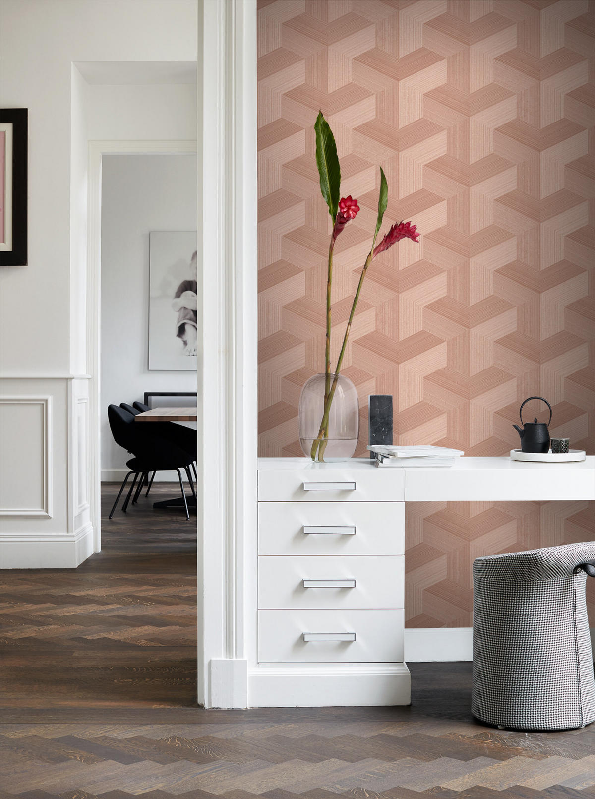 TAPETE 3D-Muster 53 cm x 10.05 m - Terracotta, Papier (53/1000cm) - Origin Wallcoverings