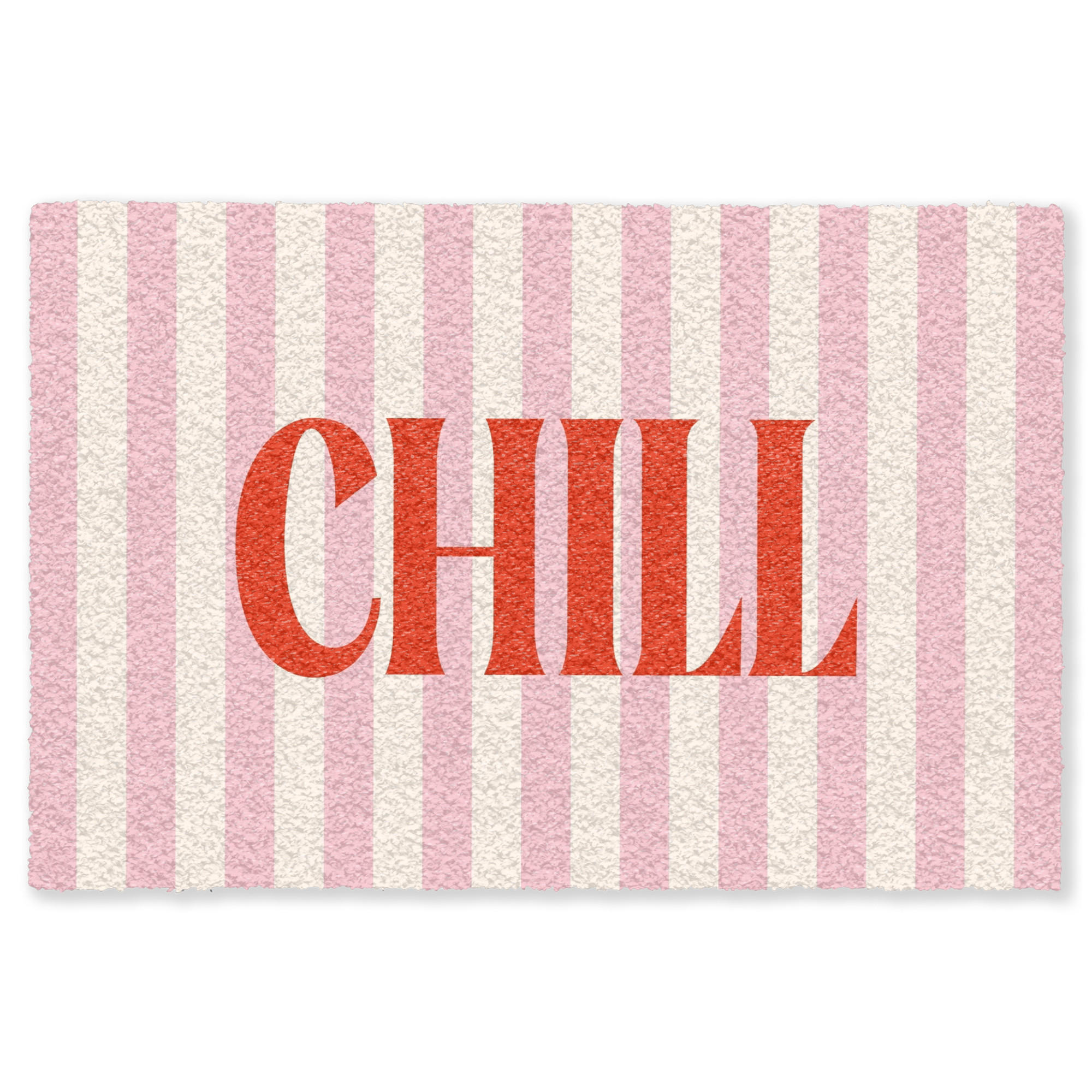 FUSSMATTE Zartrosa – Rot – Streifen – Chill 90x60 cm - Rosa, Kunststoff (90/0.4cm) - MuchoWow