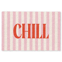 FUSSMATTE Zartrosa – Rot – Streifen – Chill 90x60 cm - Rosa, Kunststoff (90/0.4cm) - MuchoWow