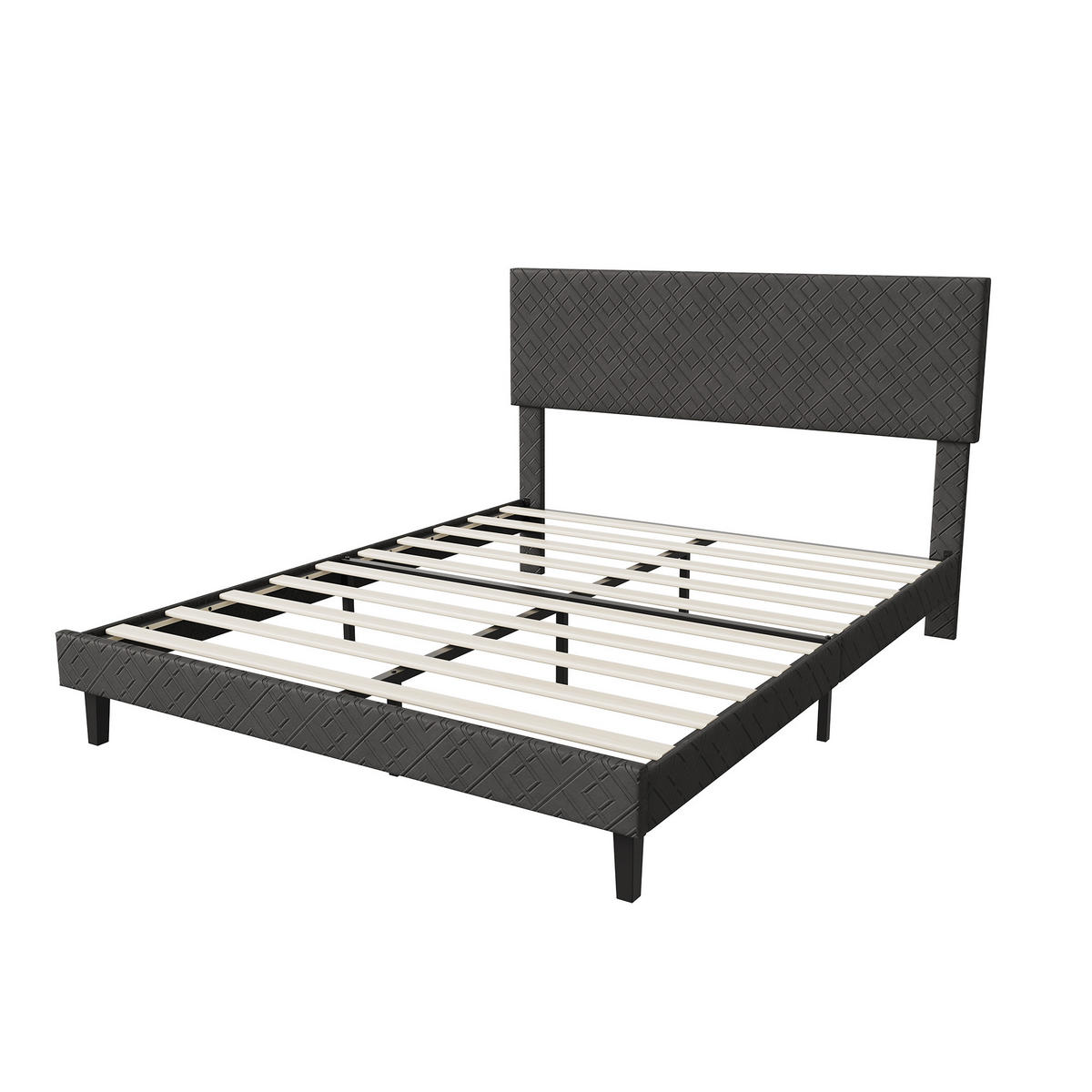 POLSTERBETT 160x200 cm Doppelbett mit Lattenrost, Stoffbett Grau - Grau, Metall (160/200cm) - EuroLiving