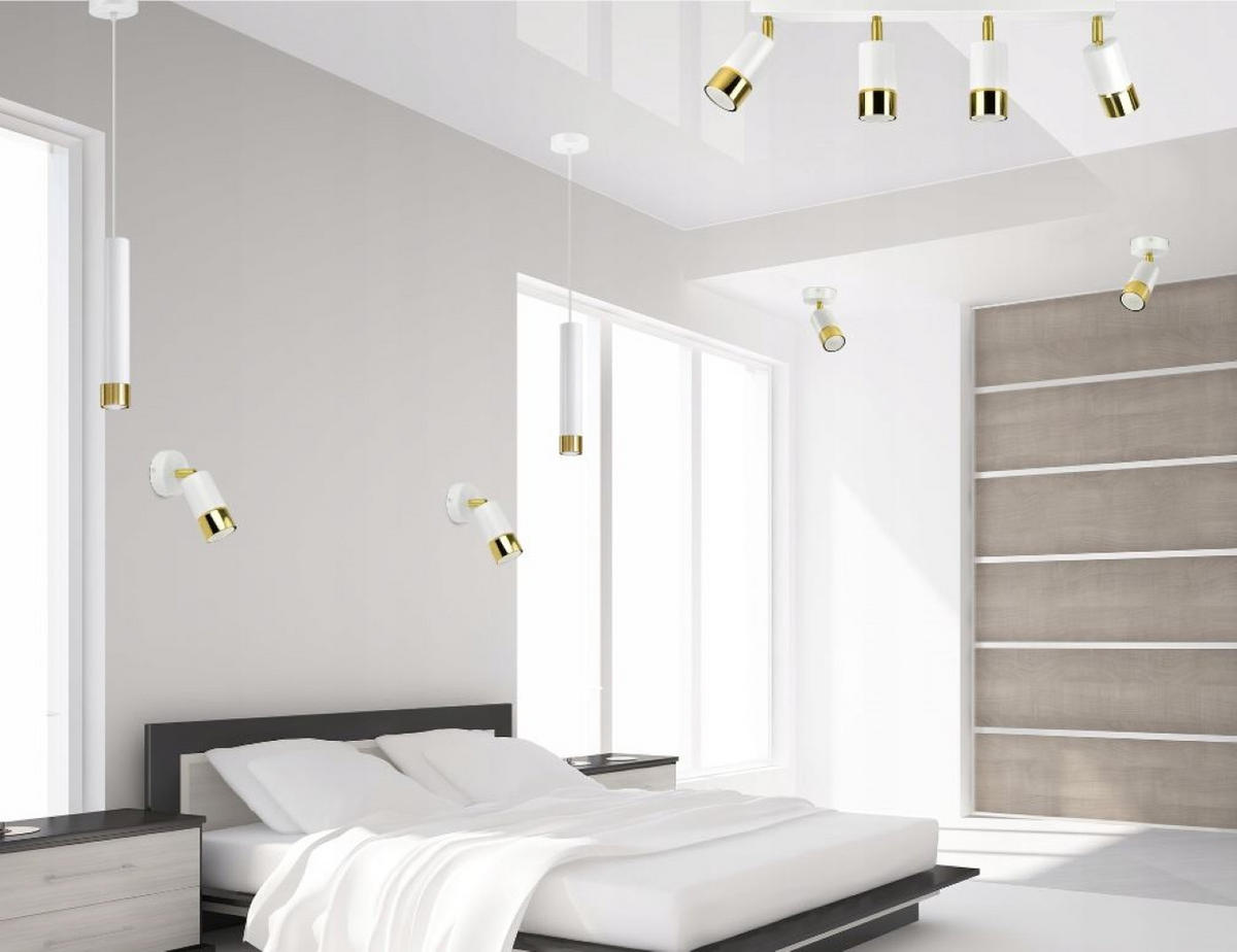 DECKENLEUCHTE Milano Spot - Weiß Hochglanz/Goldfarben, Metall (8/60/18cm) - kiki design