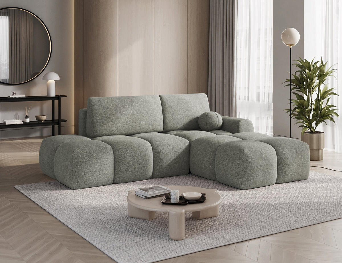 ECKSOFA VITTARIO mit Schlaffunktion & Bettkasten – Modernes L-Sofa 227 cm, inklusive Kissen - Grün, Kunststoff (227/95cm) - Wohnideebilder
