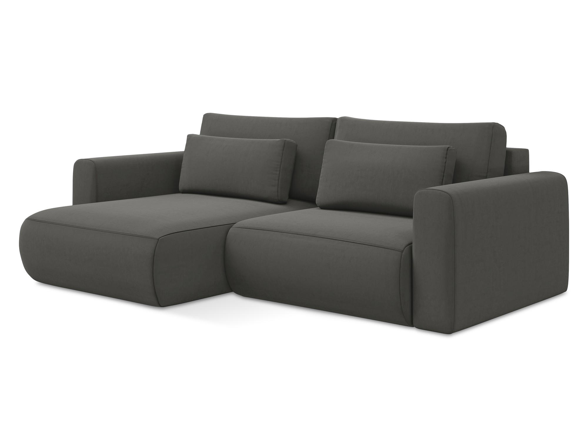 ECKSOFA mit Schlaffunktion Samt Stoff Grau - Dunkelgrau/Schwarz, Kunststoff/Textil (149/240cm) - Makamii
