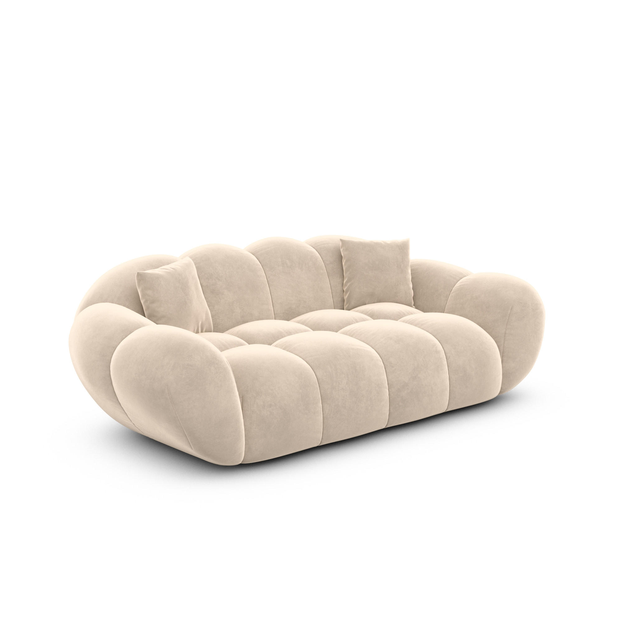 2-SITZER-SOFA Liva Creme Samtstoff - Creme, Textil (200/70/93cm) - VAROYAL