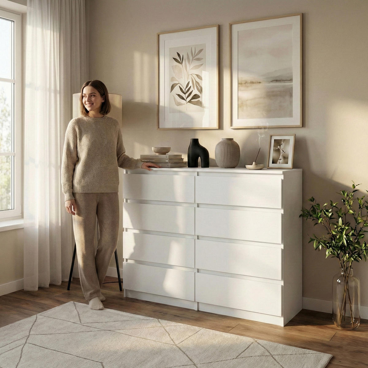 KOMMODE Lemon mit 8 Schubladen, 100 cm, Weiß matt - Weiß, Holzwerkstoff (100/97/40cm) - Beautysofa