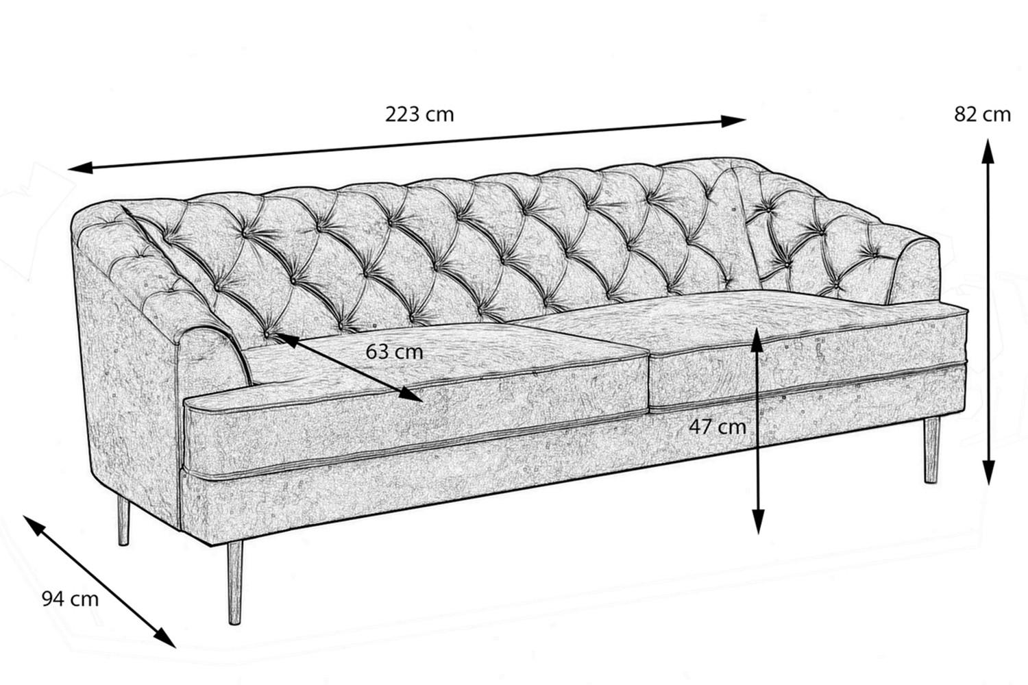 SOFA MIRA Rosé Webstoff - Pink/Schwarz, Textil (223/82/94cm) - KAWOLA