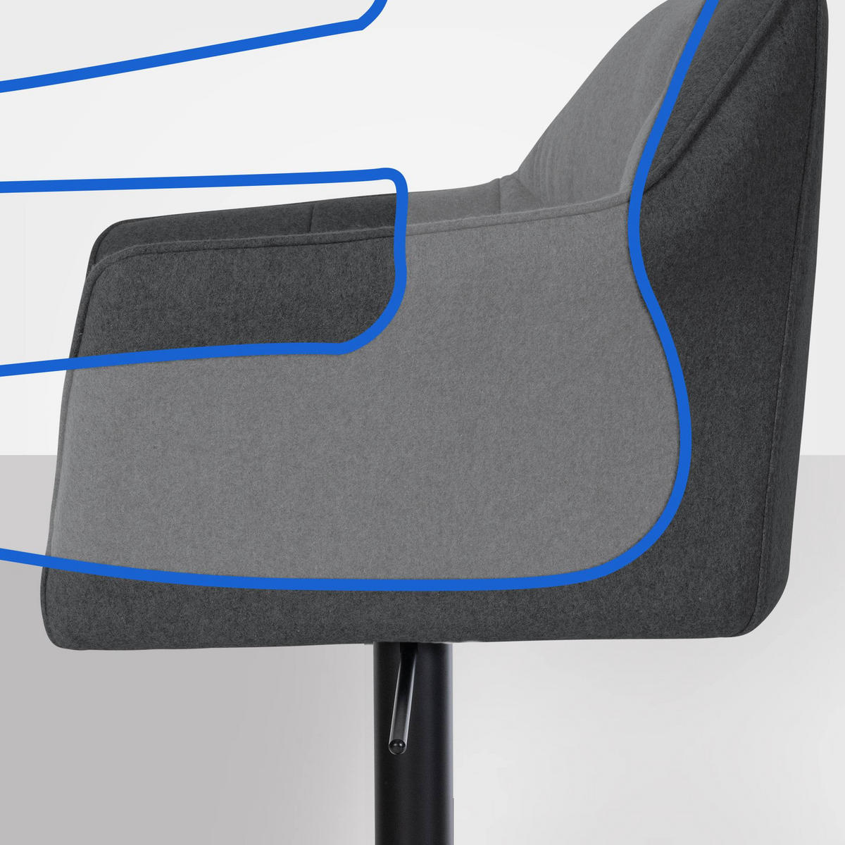 BARHOCKER Filz Anthrazit - Anthrazit/Schwarz, Textil/Metall (64/88/45cm) - CLP