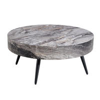 COUCHTISCH 70/70/35,5 cm mit MDF-Tischplatte in Marmoroptik und verstellbaren Füßen, Schwarz/Grau - Schwarz, Holzwerkstoff (70/70/35.5cm) - Modfu