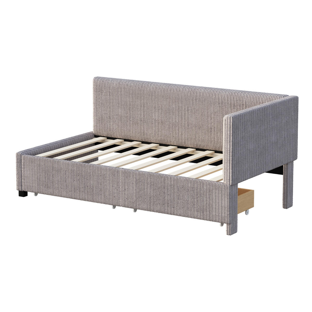 POLSTERBETT 90/200 mit 2 Stauraumschubladen Samt Grau 205/97/68 cm - Grau, Leder (90/200cm) - OKWISH