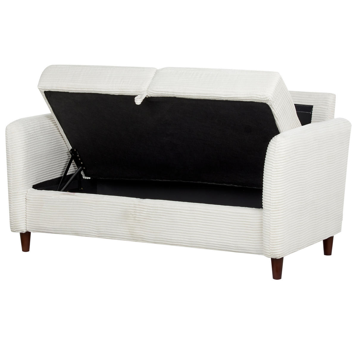 2-SITZER-SOFA Cord cremeweiß mit Stauraum Mare - Dunkelbraun/Weiß, Textil (143/88/77cm) - Beliani