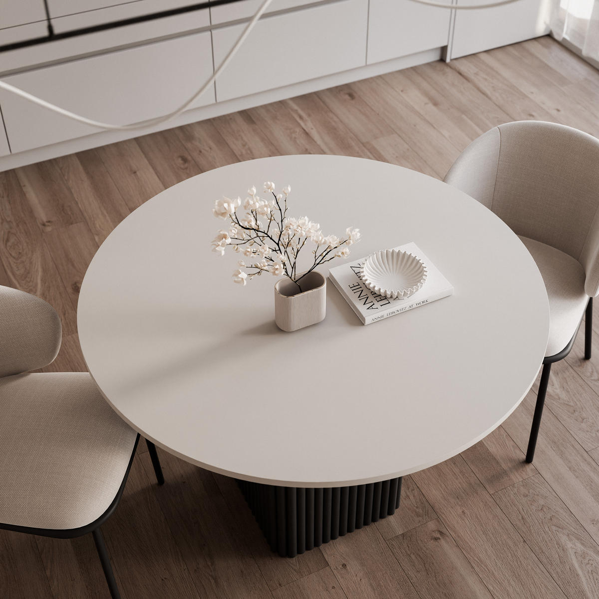 ESSTISCH FLORA 100/76 cm, Metallgestell, Schwarz / Kaschmir - Kaschmir/Schwarz, Holzwerkstoff/Metall (100/100/76cm) - Idohome