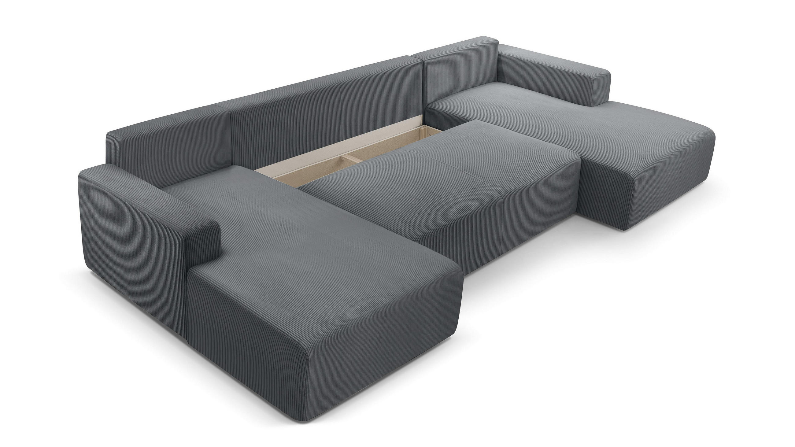 WOHNLANDSCHAFT Catea Grau 364/145/85 cm mit Schlaffunktion - Schwarz/Grau, Kunststoff/Textil (364/84/145cm) - AX Living