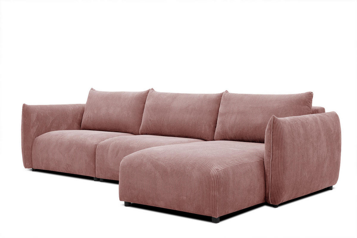 ECKSOFA TAUER 5-Sitzer, altrosa - Schwarz/Altrosa, Holzwerkstoff/Kunststoff (294/173cm) - Courtois Laville